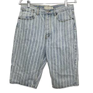 Women's Happy Nature Ultra High Rise‎ Bermuda Jean Blue Shorts Stripes 30 NWT